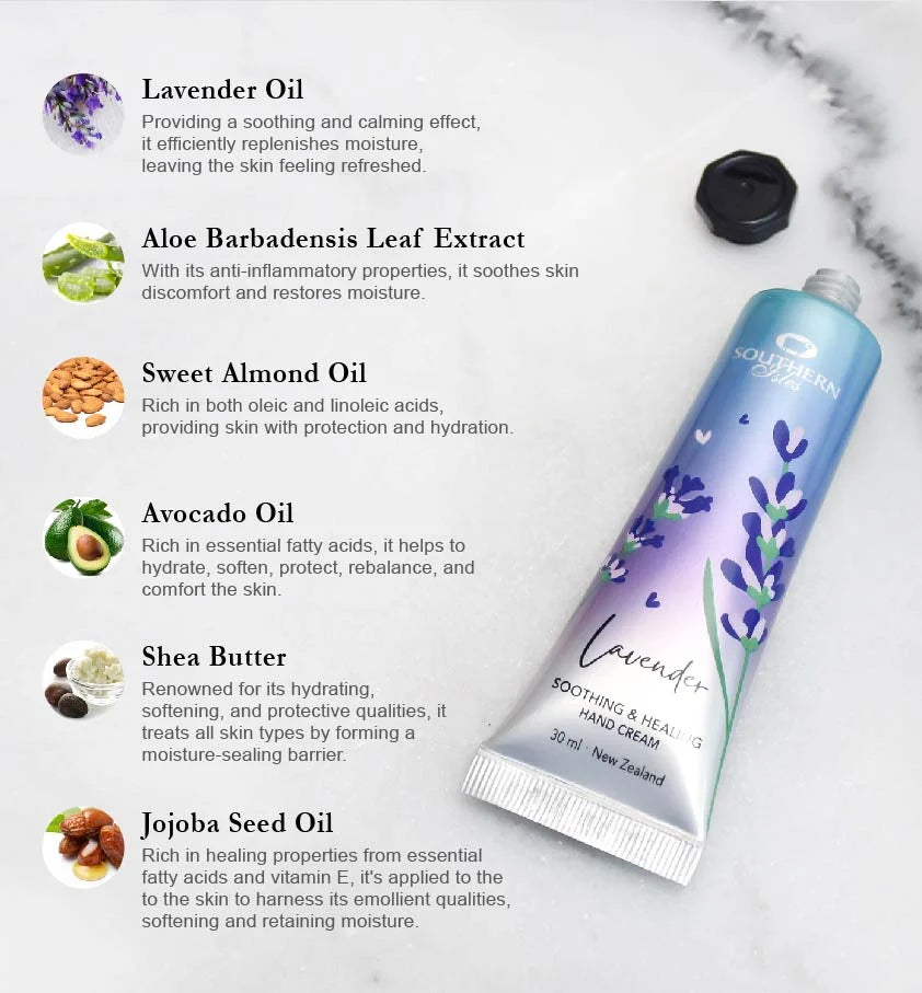 Southern Isles® Lavender Hand Cream – Moisturizing hand care with lavender, jojoba oil, and aloe vera, made in New Zealand.
