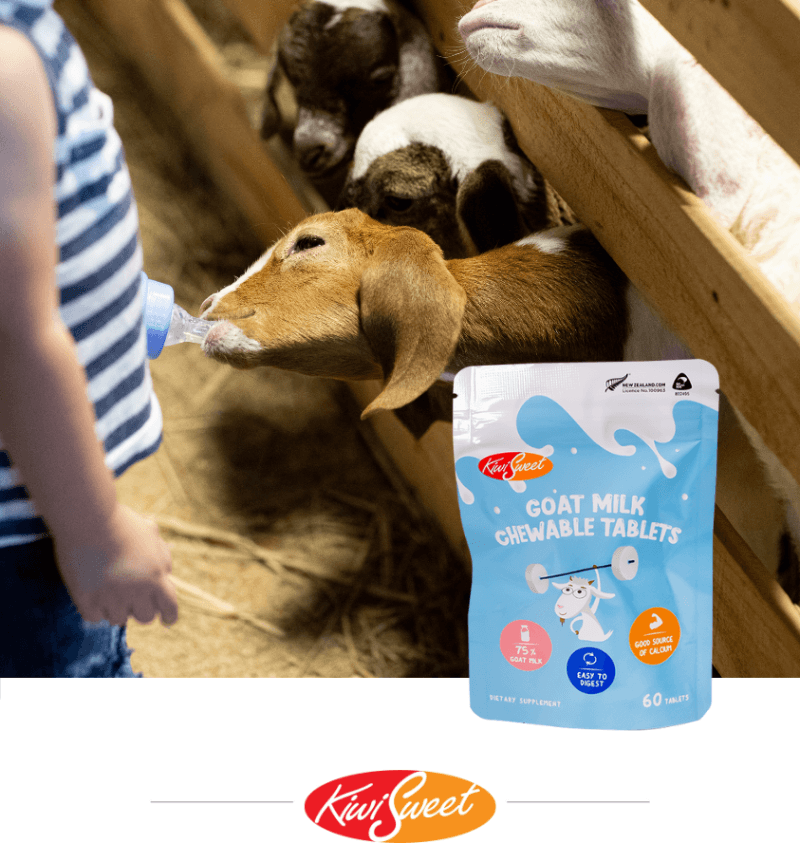 KiwiSweet goat milk chewable tablets for daily nutrition and digestion