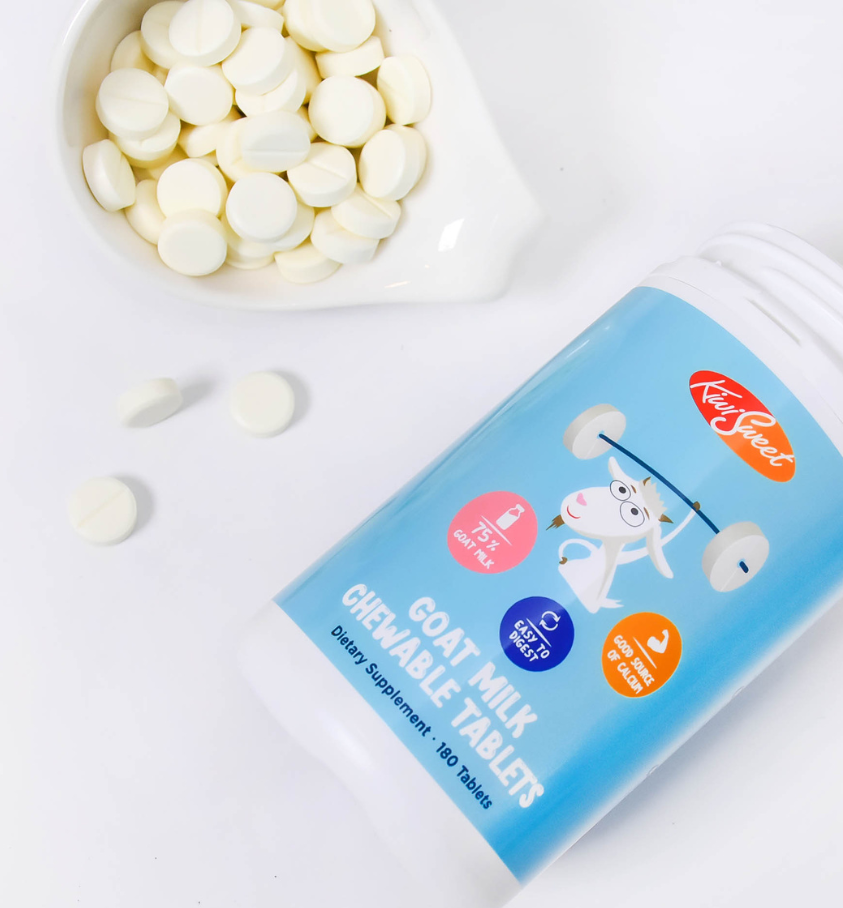 KiwiSweet goat milk chewable tablets for daily nutrition and digestion
